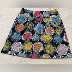 Skin Navy Circle-Print Skater Skirt with Multicolor Dots